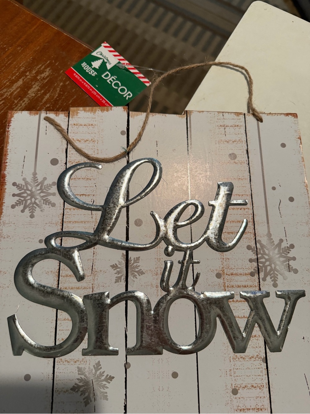 "Let It Snow" Holiday Wall Hanging - White & Silver